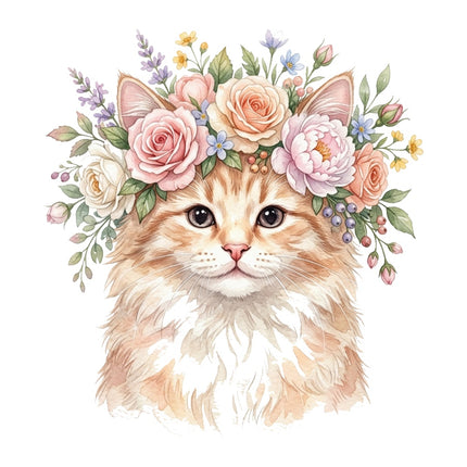kitty cat in flowers quilt block