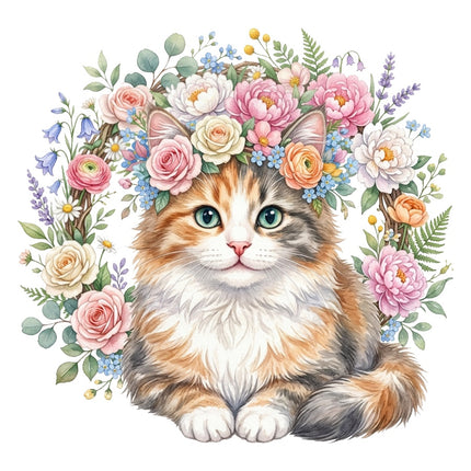 kitty cat in flowers quilt block