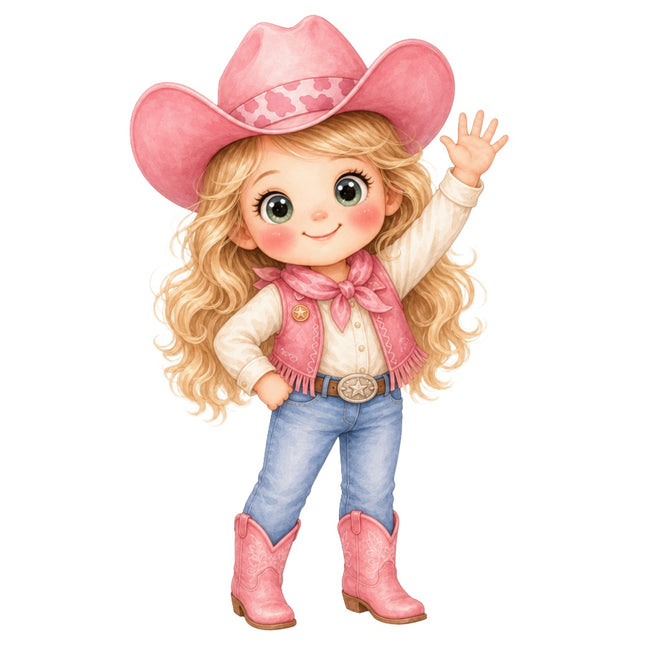 Pink Cowgirl 100% Cotton Fabric Panel Block Quilt Square AAB2002