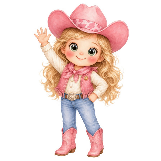 Pink Cowgirl 100% Cotton Fabric Panel Block Quilt Square FLIP-AAB2002