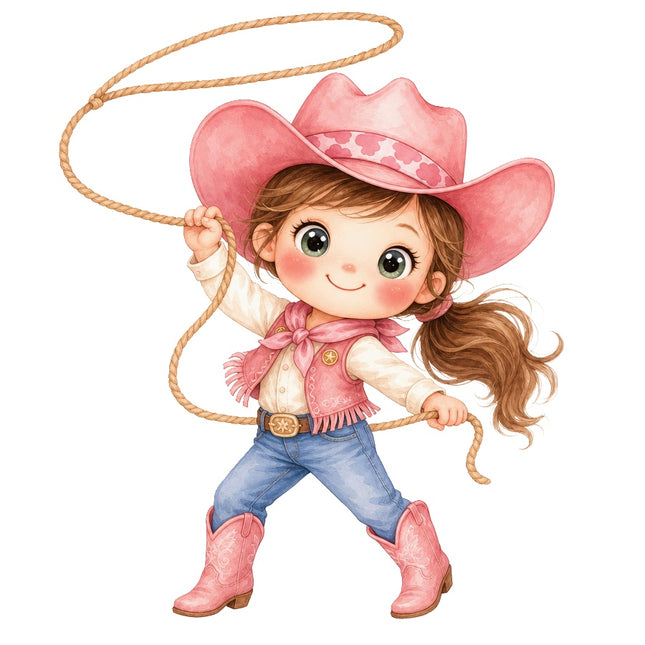 Pink Cowgirl 100% Cotton Fabric Panel Block Quilt Square AAB2003