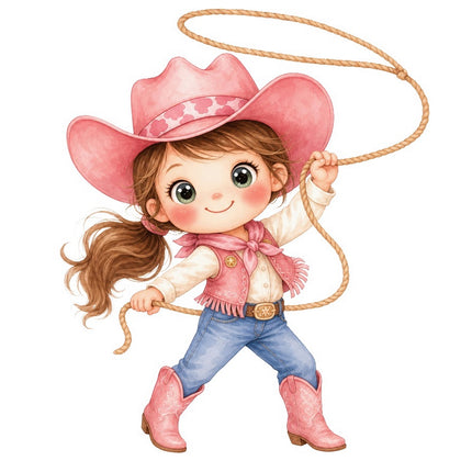 Pink Cowgirl 100% Cotton Fabric Panel Block Quilt Square FLIP-AAB2003