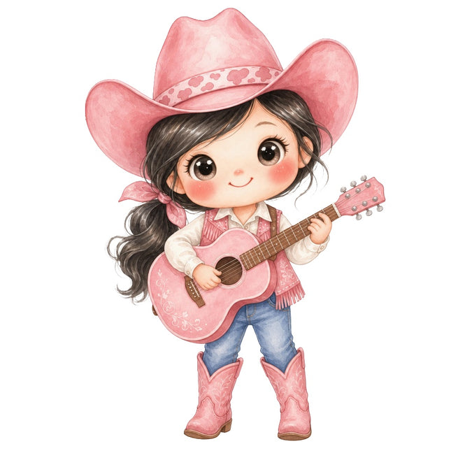 Pink Cowgirl 100% Cotton Fabric Panel Block Quilt Square AAB2004