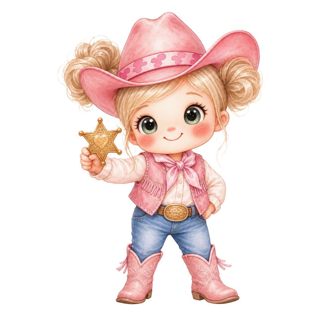 Pink Cowgirl 100% Cotton Fabric Panel Block Quilt Square AAB2009