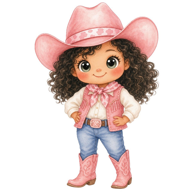 Pink Cowgirl 100% Cotton Fabric Panel Block Quilt Square AAB2010