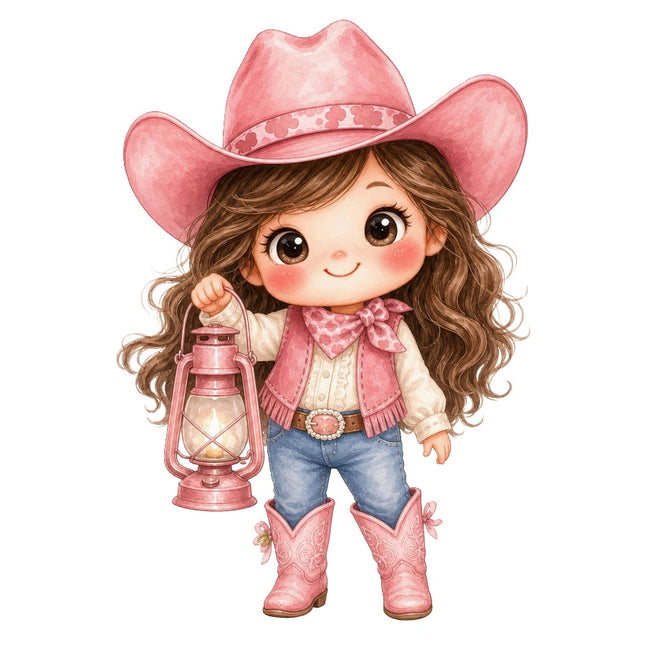 Pink Cowgirl 100% Cotton Fabric Panel Block Quilt Square AAB2012