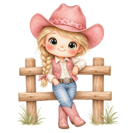 Pink Cowgirl 100% Cotton Fabric Panel Block Quilt Square FLIP-AAB2013