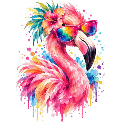 Flamingo Wearing Sunglasses 100% Cotton Fabric Panel Block FLIP-AAB2034