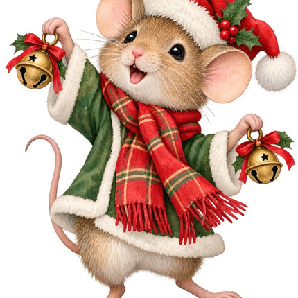 Christmas Mouse 100% Cotton Fabric Panel Block Quilt Square AAB2054