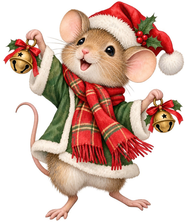 Christmas Mouse 100% Cotton Fabric Panel Block Quilt Square AAB2054