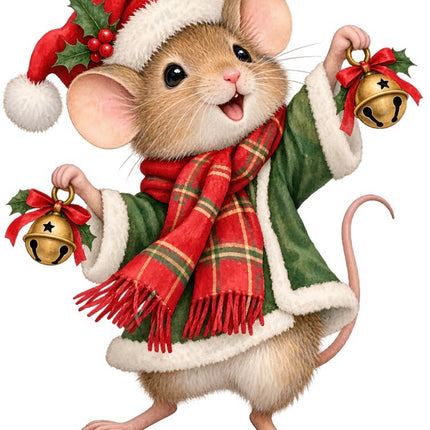 Christmas Mouse 100% Cotton Fabric Panel Block Quilt Square FLIP-AAB2054
