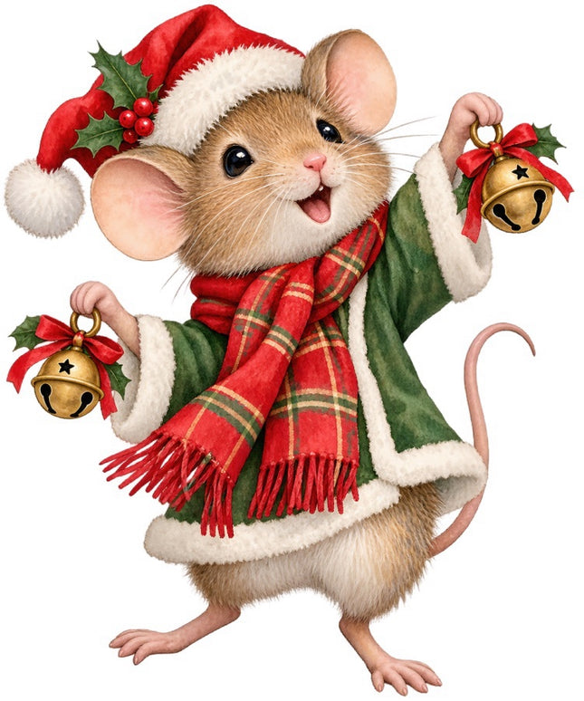 Christmas Mouse 100% Cotton Fabric Panel Block Quilt Square FLIP-AAB2054