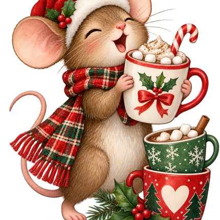 Christmas Mouse 100% Cotton Fabric Panel Block Quilt Square AAB2056