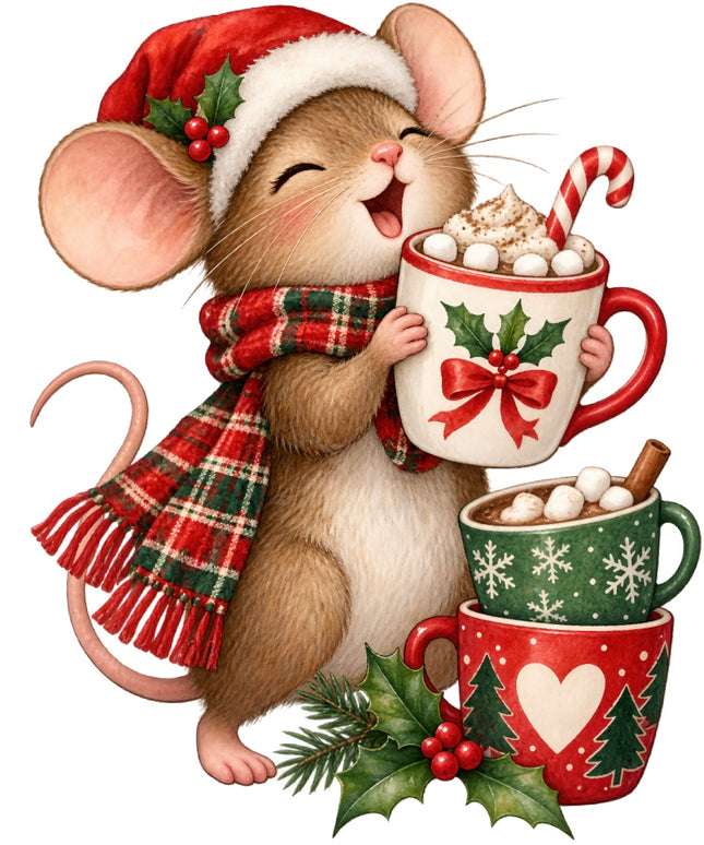 Christmas Mouse 100% Cotton Fabric Panel Block Quilt Square AAB2056