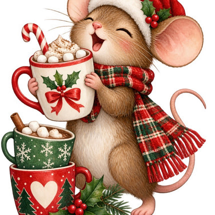 Christmas Mouse 100% Cotton Fabric Panel Block Quilt Square FLIP-AAB2056