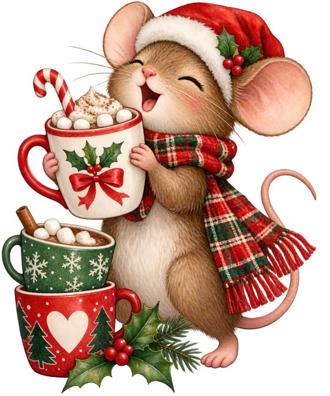 Christmas Mouse 100% Cotton Fabric Panel Block Quilt Square FLIP-AAB2056