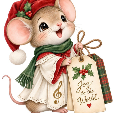 Christmas Mouse 100% Cotton Fabric Panel Block Quilt Square AAB2059