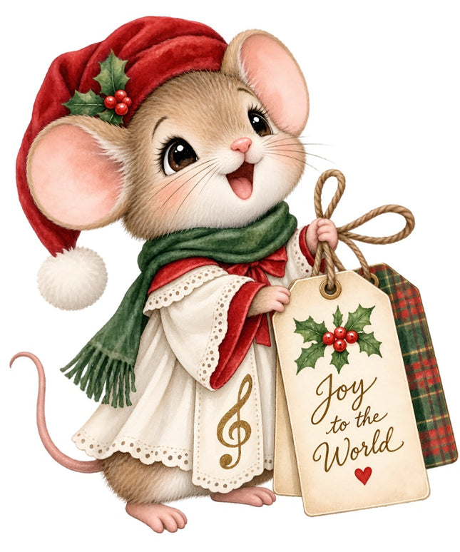 Christmas Mouse 100% Cotton Fabric Panel Block Quilt Square AAB2059