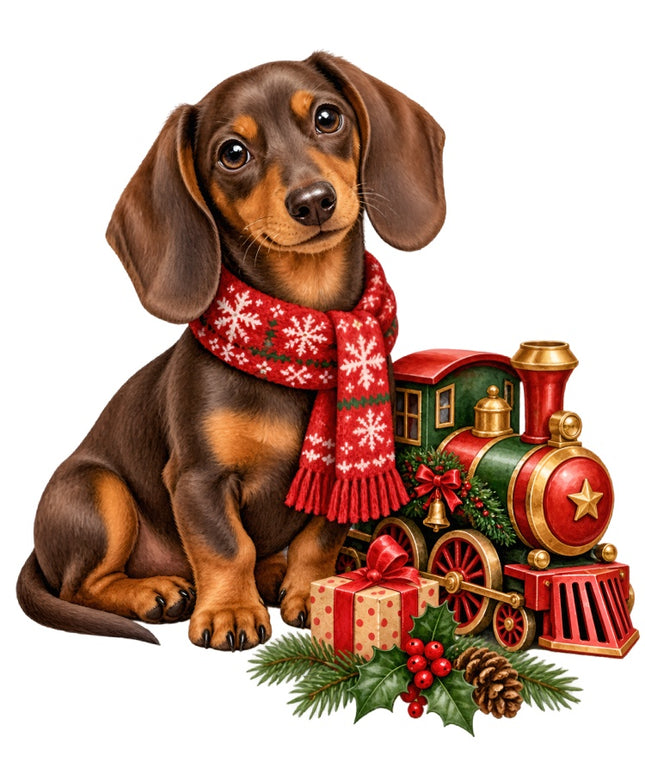 Christmas Dachshund Dog 100% Cotton Fabric Panel Block Quilt Square AAB2065