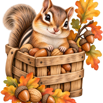 Autumn Fall Chipmunk 100% Cotton Fabric Panel Block Quilt Square AAB2068