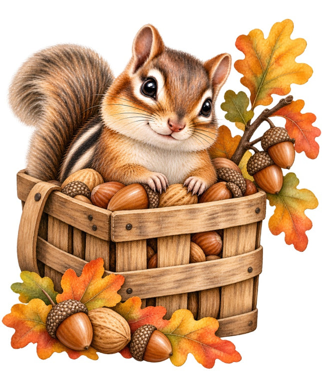 Autumn Fall Chipmunk 100% Cotton Fabric Panel Block Quilt Square AAB2068