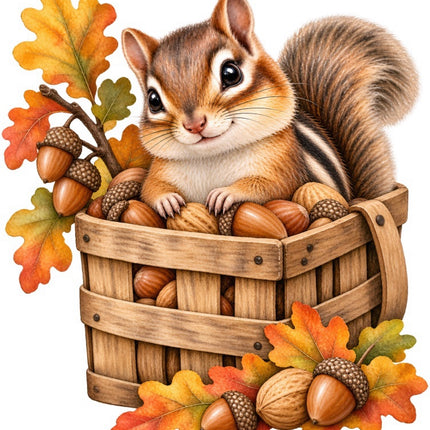 Autumn Fall Chipmunk 100% Cotton Fabric Panel Block Quilt Square FLIP-AAB2068