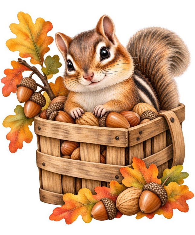Autumn Fall Chipmunk 100% Cotton Fabric Panel Block Quilt Square FLIP-AAB2068