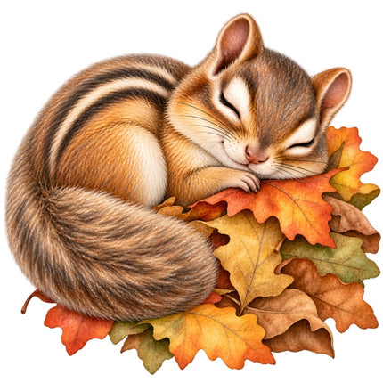 Autumn Fall Chipmunk 100% Cotton Fabric Panel Block Quilt Square AAB2069