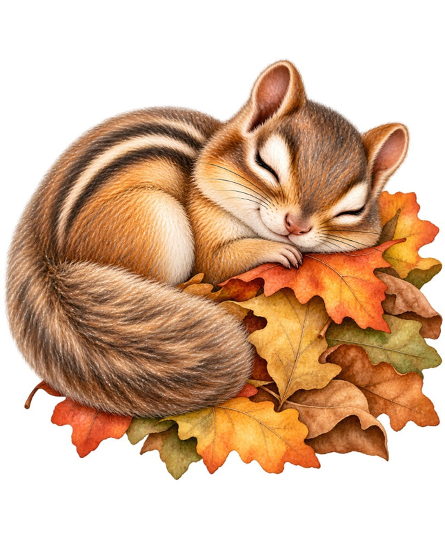 Autumn Fall Chipmunk 100% Cotton Fabric Panel Block Quilt Square AAB2069