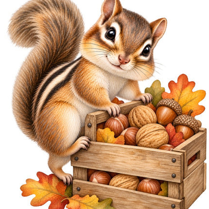 Autumn Fall Chipmunk 100% Cotton Fabric Panel Block Quilt Square AAB2071