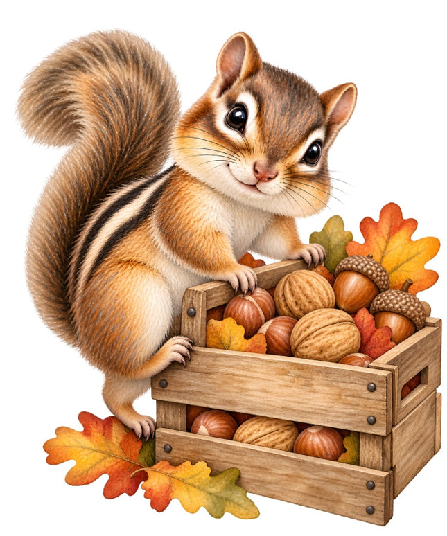 Autumn Fall Chipmunk 100% Cotton Fabric Panel Block Quilt Square AAB2071