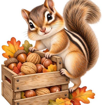 Autumn Fall Chipmunk 100% Cotton Fabric Panel Block Quilt Square FLIP-AAB2071