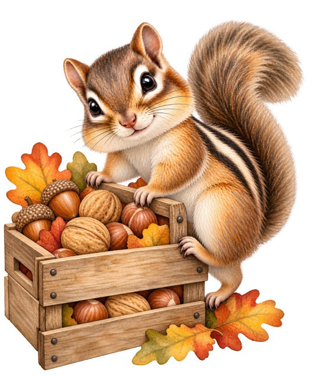 Autumn Fall Chipmunk 100% Cotton Fabric Panel Block Quilt Square FLIP-AAB2071