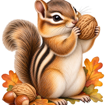 Autumn Fall Chipmunk 100% Cotton Fabric Panel Block Quilt Square AAB2072