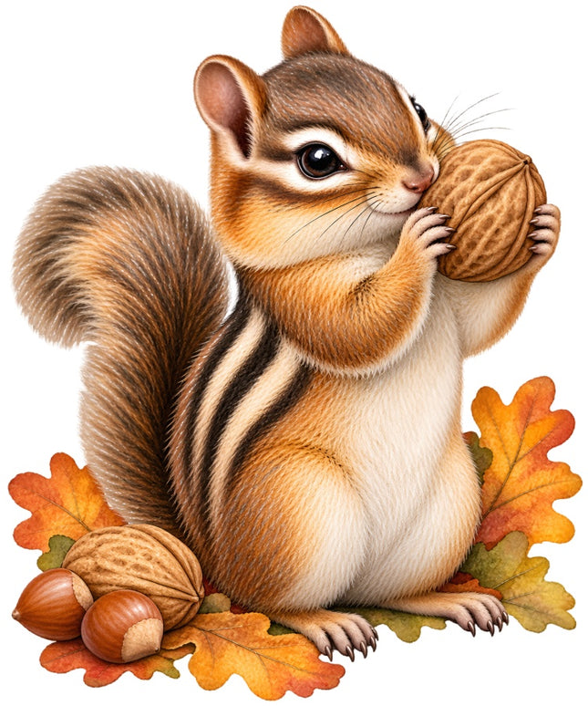 Autumn Fall Chipmunk 100% Cotton Fabric Panel Block Quilt Square AAB2072