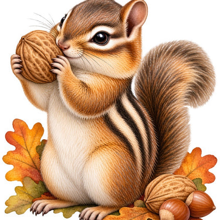Autumn Fall Chipmunk 100% Cotton Fabric Panel Block Quilt Square FLIP-AAB2072