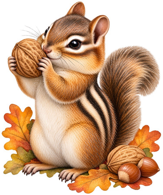 Autumn Fall Chipmunk 100% Cotton Fabric Panel Block Quilt Square FLIP-AAB2072