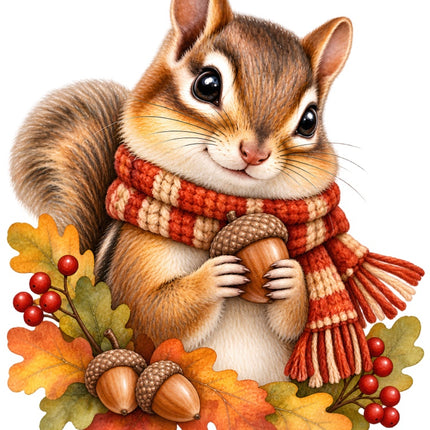 Autumn Fall Chipmunk 100% Cotton Fabric Panel Block Quilt Square AAB2073