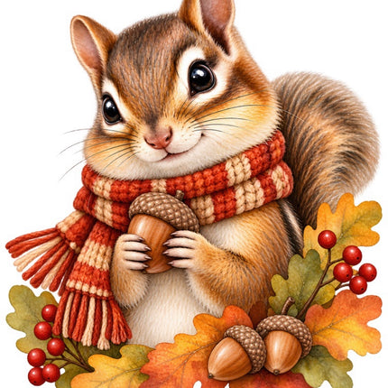Autumn Fall Chipmunk 100% Cotton Fabric Panel Block Quilt Square FLIP-AAB2073