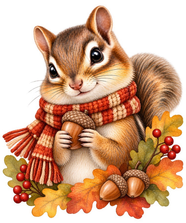 Autumn Fall Chipmunk 100% Cotton Fabric Panel Block Quilt Square FLIP-AAB2073