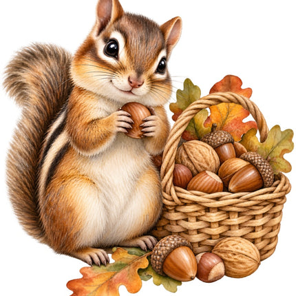 Autumn Fall Chipmunk 100% Cotton Fabric Panel Block Quilt Square AAB2074