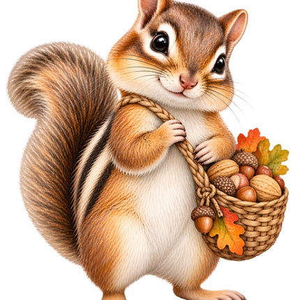 Autumn Fall Chipmunk 100% Cotton Fabric Panel Block Quilt Square AAB2075