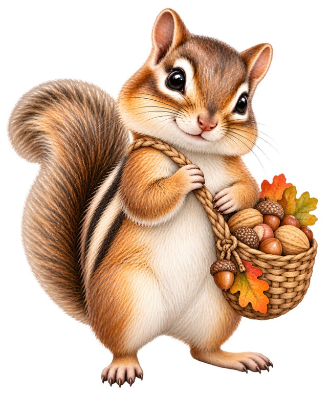 Autumn Fall Chipmunk 100% Cotton Fabric Panel Block Quilt Square AAB2075