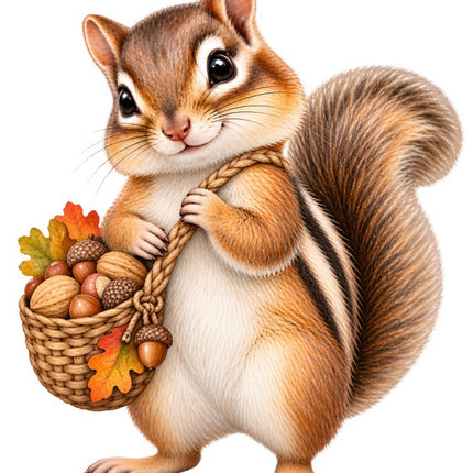 Autumn Fall Chipmunk 100% Cotton Fabric Panel Block Quilt Square FLIP-AAB2075