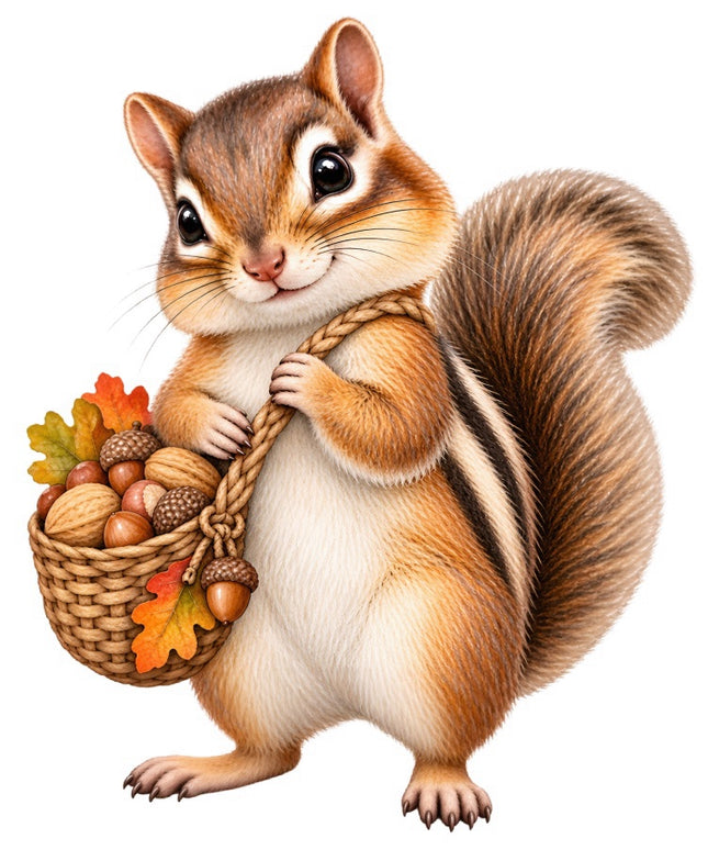 Autumn Fall Chipmunk 100% Cotton Fabric Panel Block Quilt Square FLIP-AAB2075