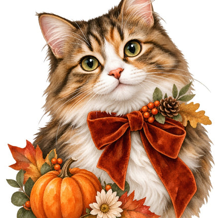 Autumn Cat 100% Cotton Fabric Panel Block Quilt Square AAB2087