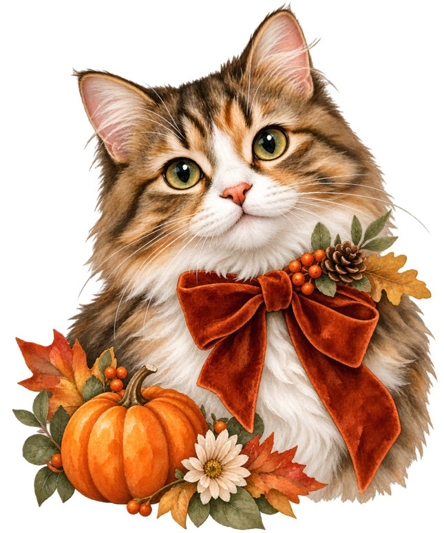 Autumn Cat 100% Cotton Fabric Panel Block Quilt Square AAB2087