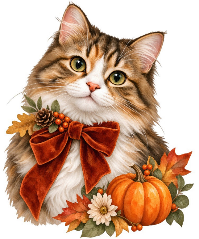 Autumn Cat 100% Cotton Fabric Panel Block Quilt Square FLIP-AAB2087
