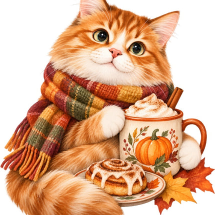 Autumn Cat 100% Cotton Fabric Panel Block Quilt Square AAB2088