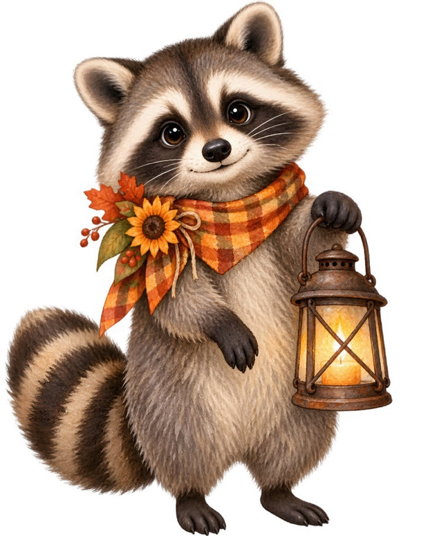 Autumn Raccoon 100% Cotton Fabric Panel Block Quilt Square FLIP-AAB2096